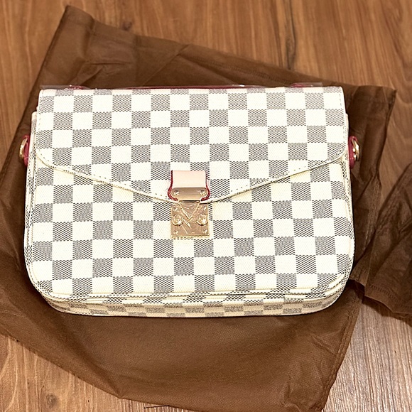 ‼️LAST ONE‼️🆕🌿CREAM/GRAY Leather Checkered Tote Crossbody Bag - Picture 8 of 17